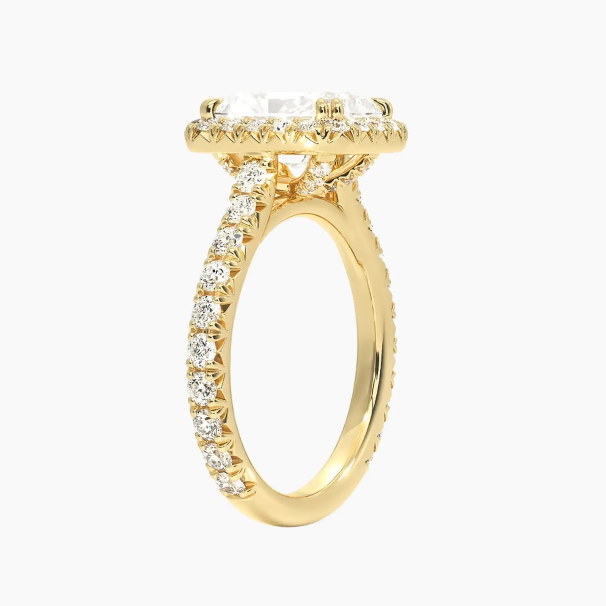 Ophelia Radiant Hidden Halo Diamond Ring Setting in 18K White Gold