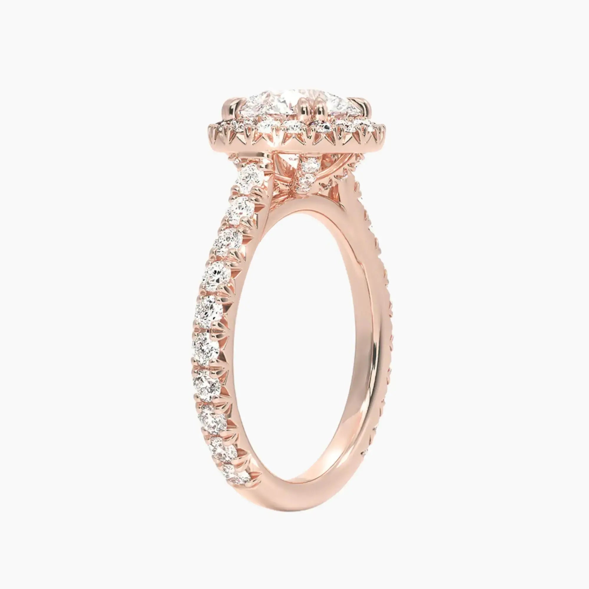 Ophelia Round Hidden Halo 1 Carat Lab Grown Diamond Engagement Ring in 14K White Gold