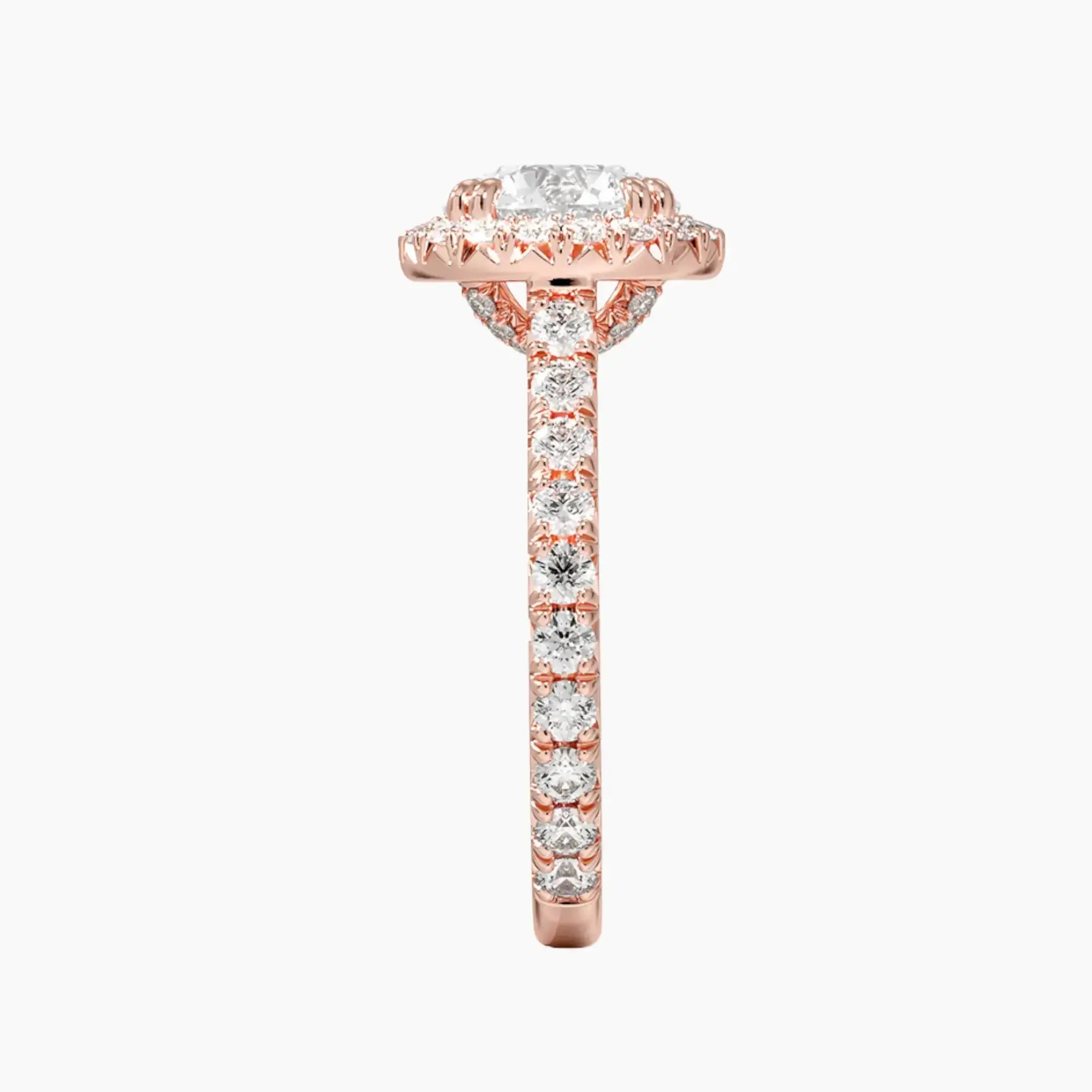 Ophelia Round Hidden Halo 3 Carat Lab Grown Diamond Engagement Ring in 18K Rose Gold