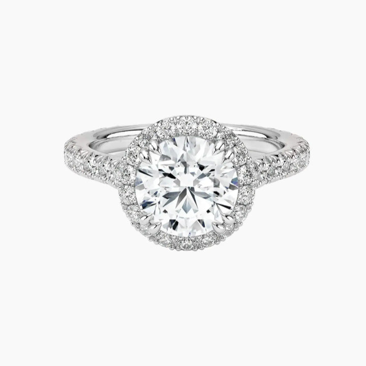 Ophelia Round Hidden Halo 3 Carat Lab Grown Diamond Engagement Ring in 14K White Gold