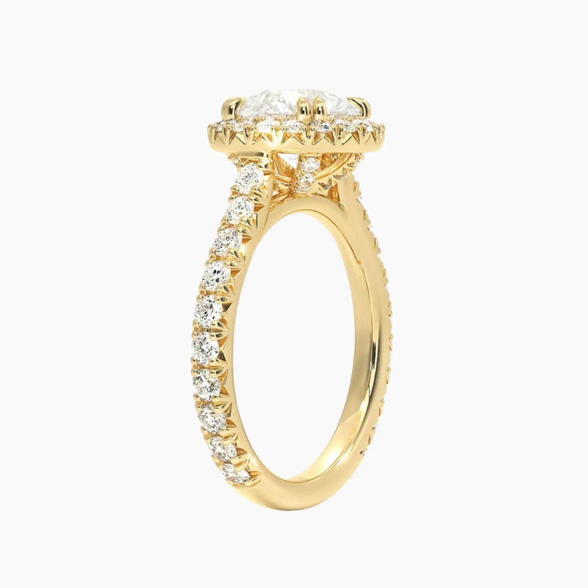 Ophelia Round Hidden Halo 1 Carat Lab Grown Diamond Engagement Ring in 14K White Gold