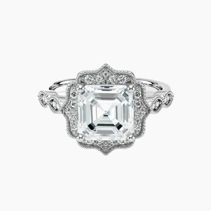 Talitha Asscher 2 Carat Lab Grown Diamond Engagement Ring in 18K White Gold