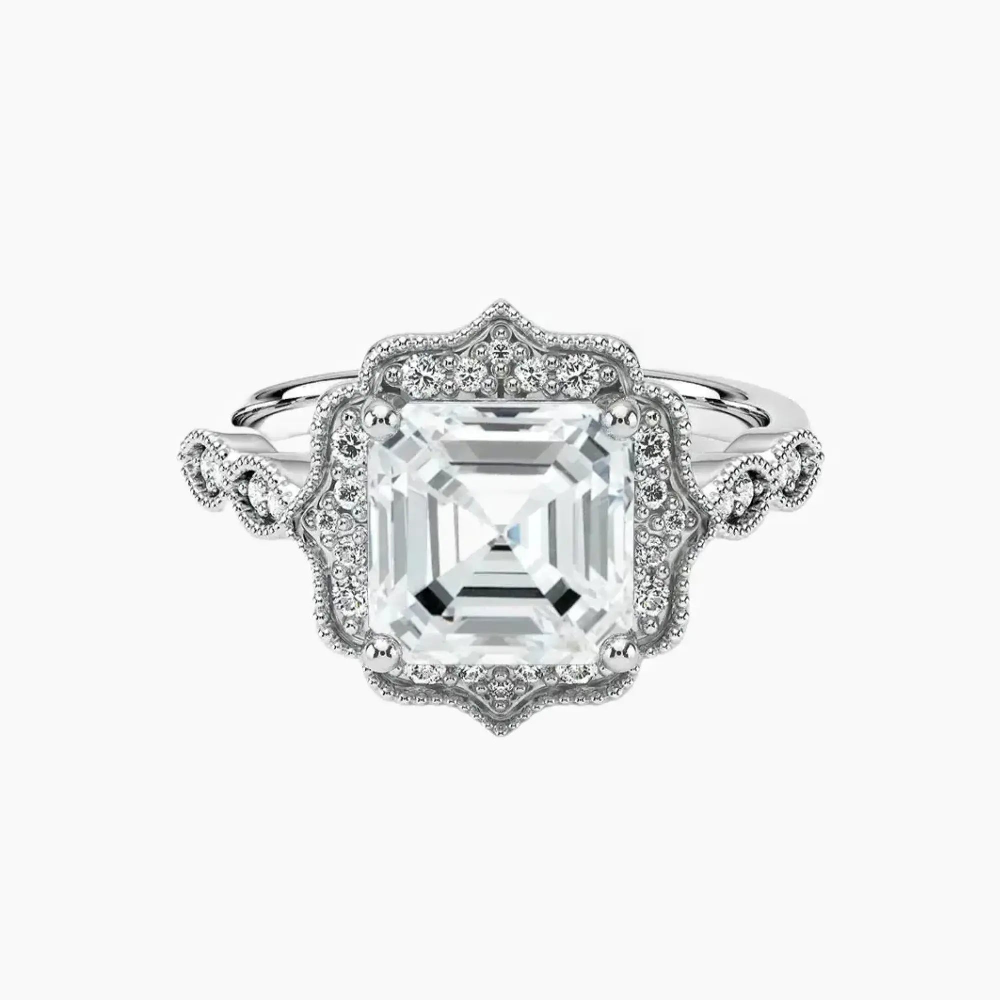 Talitha Asscher 1.5 Carat Lab Grown Diamond Engagement Ring in 18K White Gold
