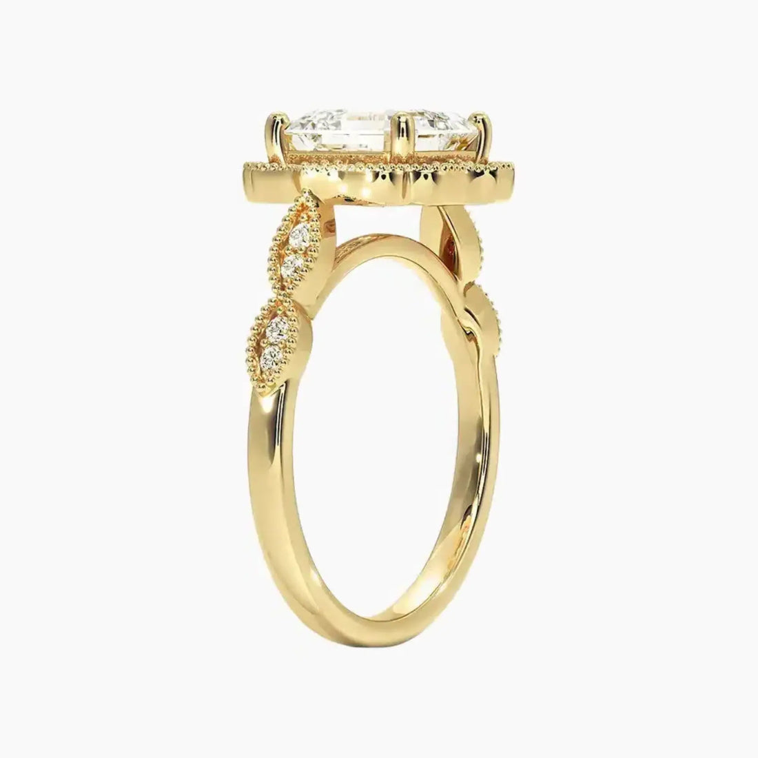 Talitha Asscher Diamond Ring Setting in 14K Yellow Gold