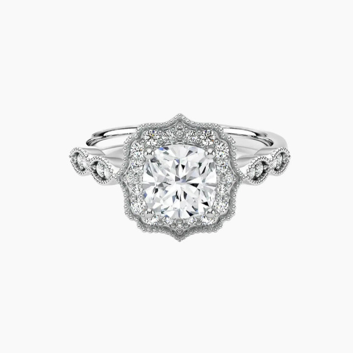 Talitha Cushion 2.5 Carat Lab Grown Diamond Engagement Ring in 18K White Gold