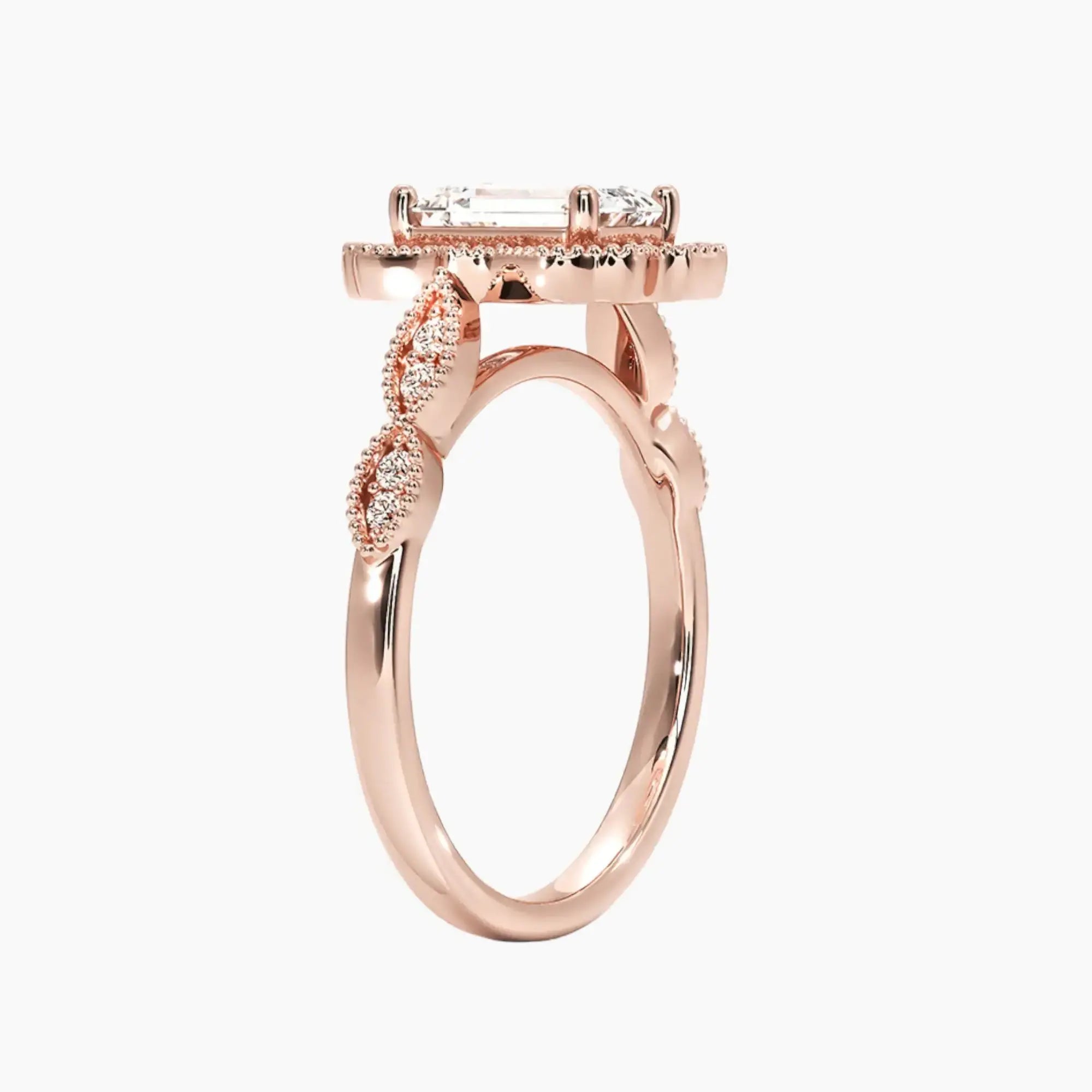 Talitha Emerald 2 Carat Lab Grown Diamond Engagement Ring in 14K White Gold