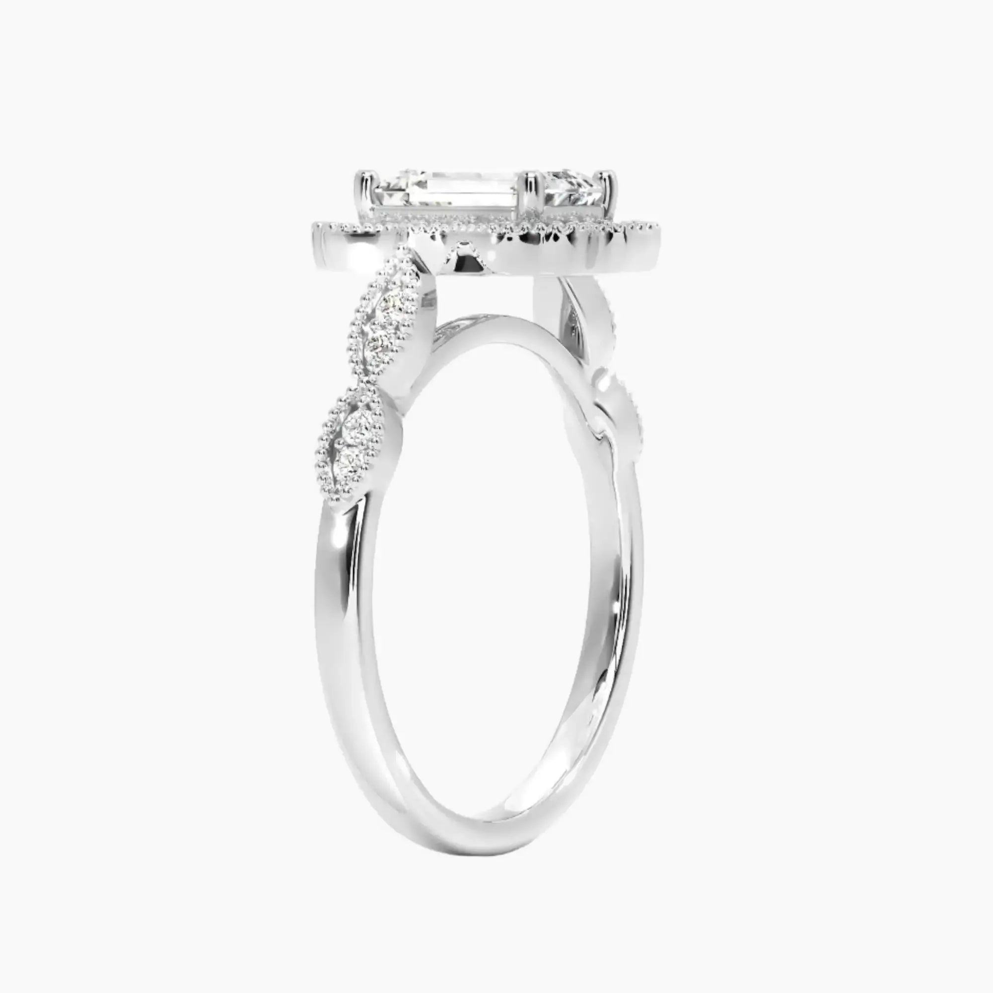 Talitha Emerald 3 Carat Lab Grown Diamond Engagement Ring in 14K White Gold
