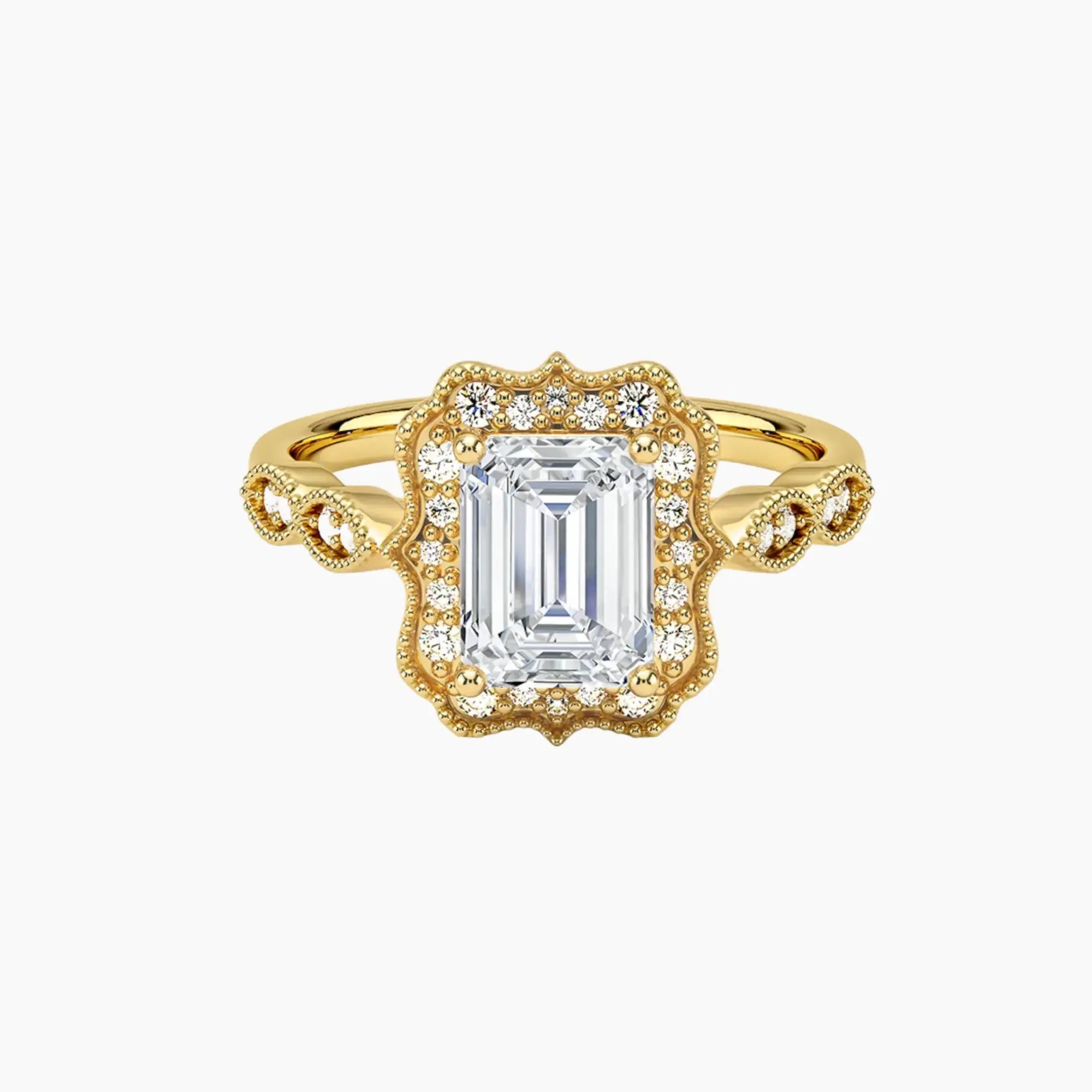 Talitha Emerald 2.5 Carat Lab Grown Diamond Engagement Ring in 14K White Gold