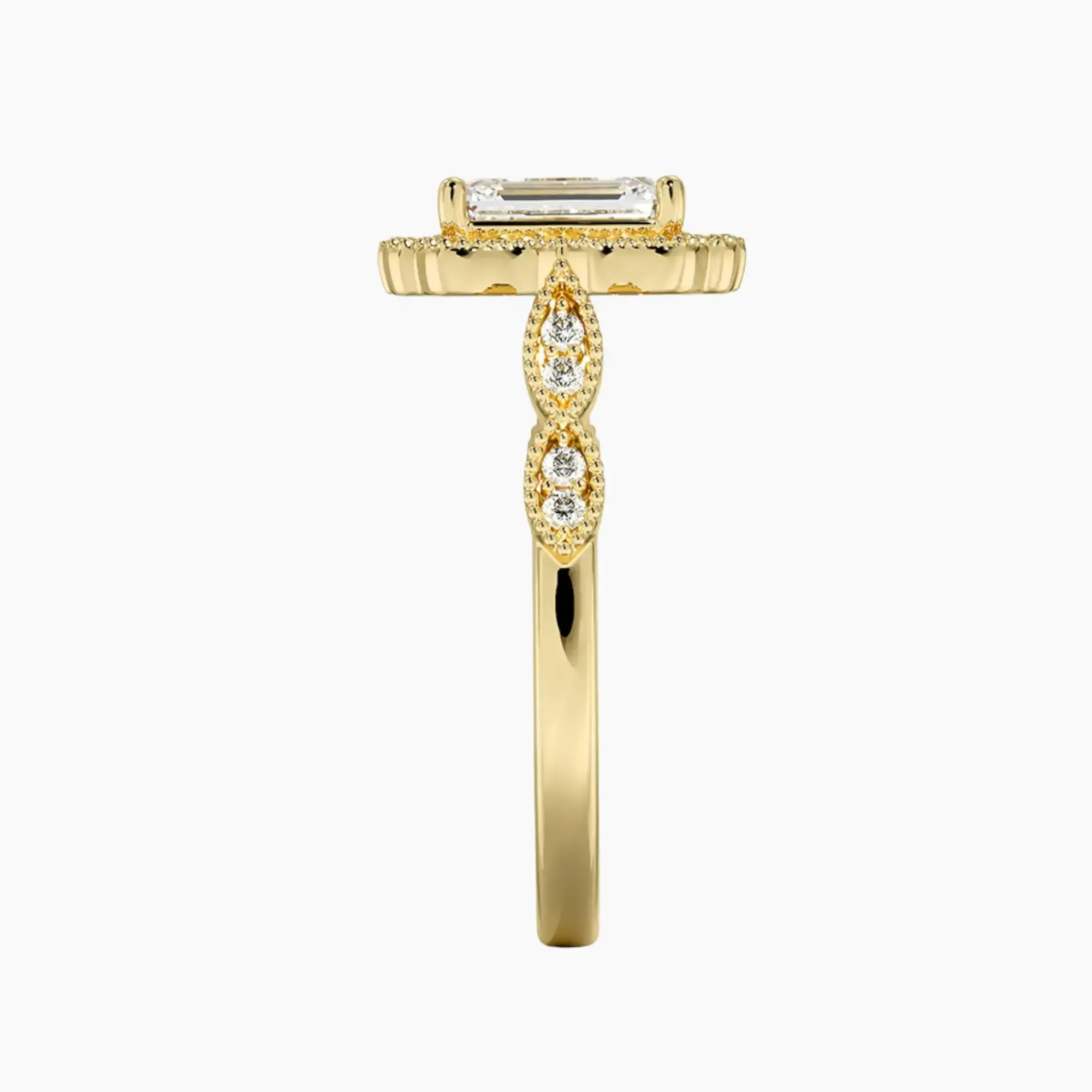 Talitha Emerald 2 Carat Lab Grown Diamond Engagement Ring in 18K Yellow Gold