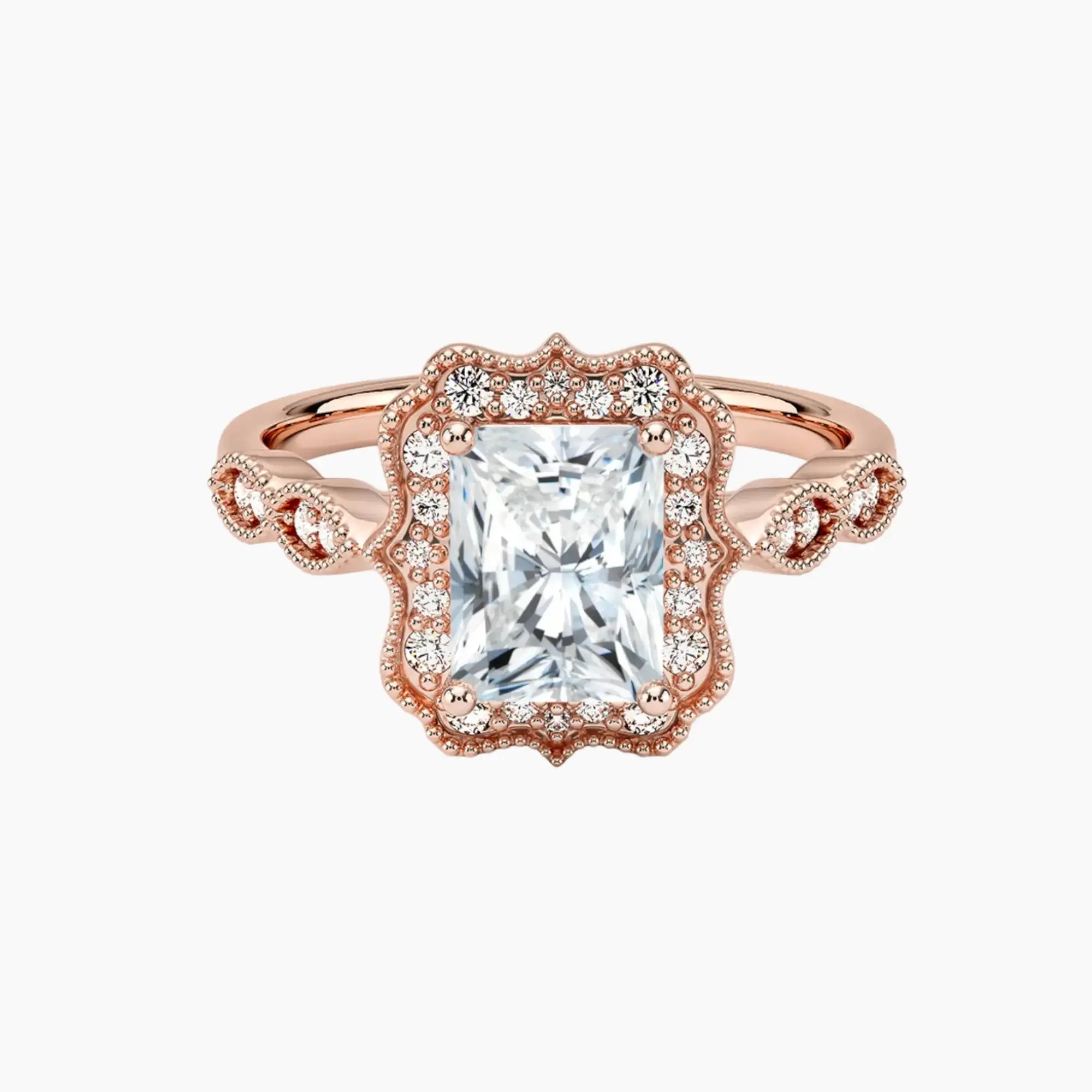 Talitha Radiant 2.5 Carat Lab Grown Diamond Engagement Ring in 18K Yellow Gold