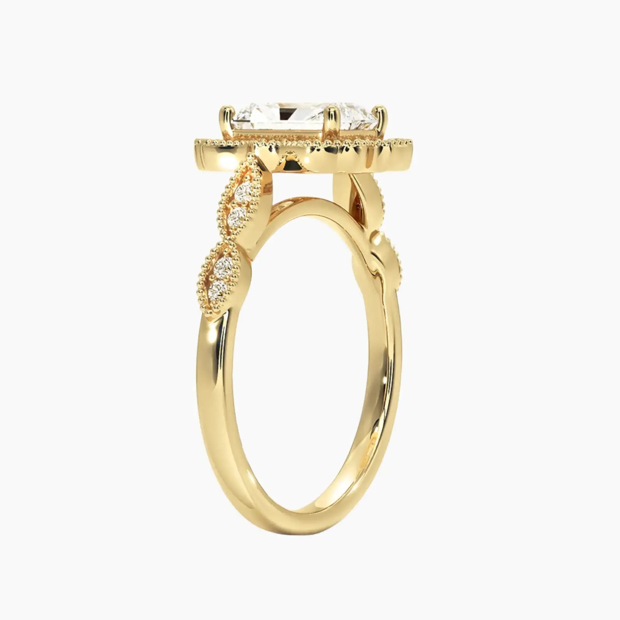 Talitha Radiant Diamond Ring Setting in 18K Yellow Gold