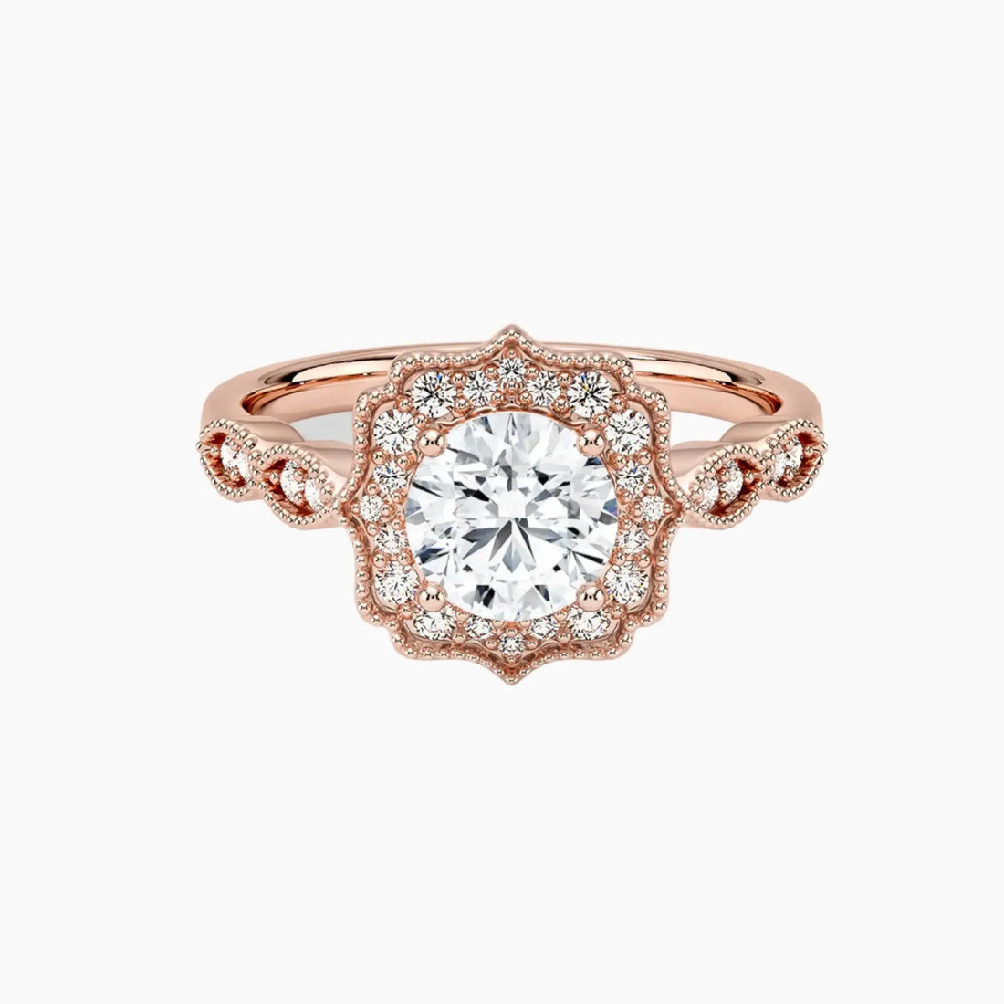 Talitha Round 3 Carat Lab Grown Diamond Engagement Ring in 18K Rose Gold