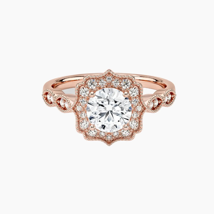 Talitha Round 3 Carat Lab Grown Diamond Engagement Ring in 18K Rose Gold