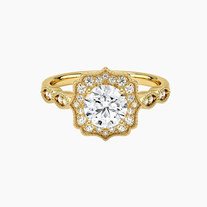 Talitha Round 2.5 Carat Lab Grown Diamond Engagement Ring in 14K Yellow Gold