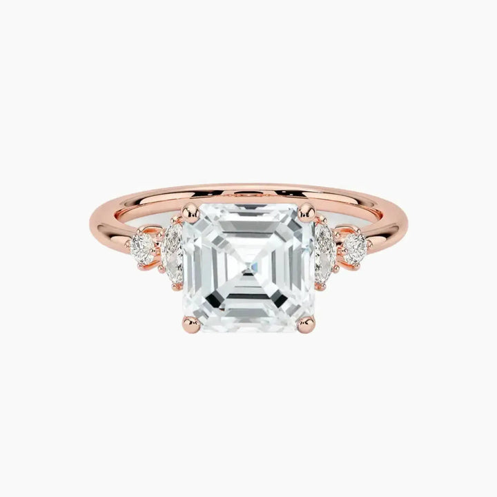 Jordana Asscher Designer 2 Carat Lab Grown Diamond Engagement Ring in 18K Rose Gold