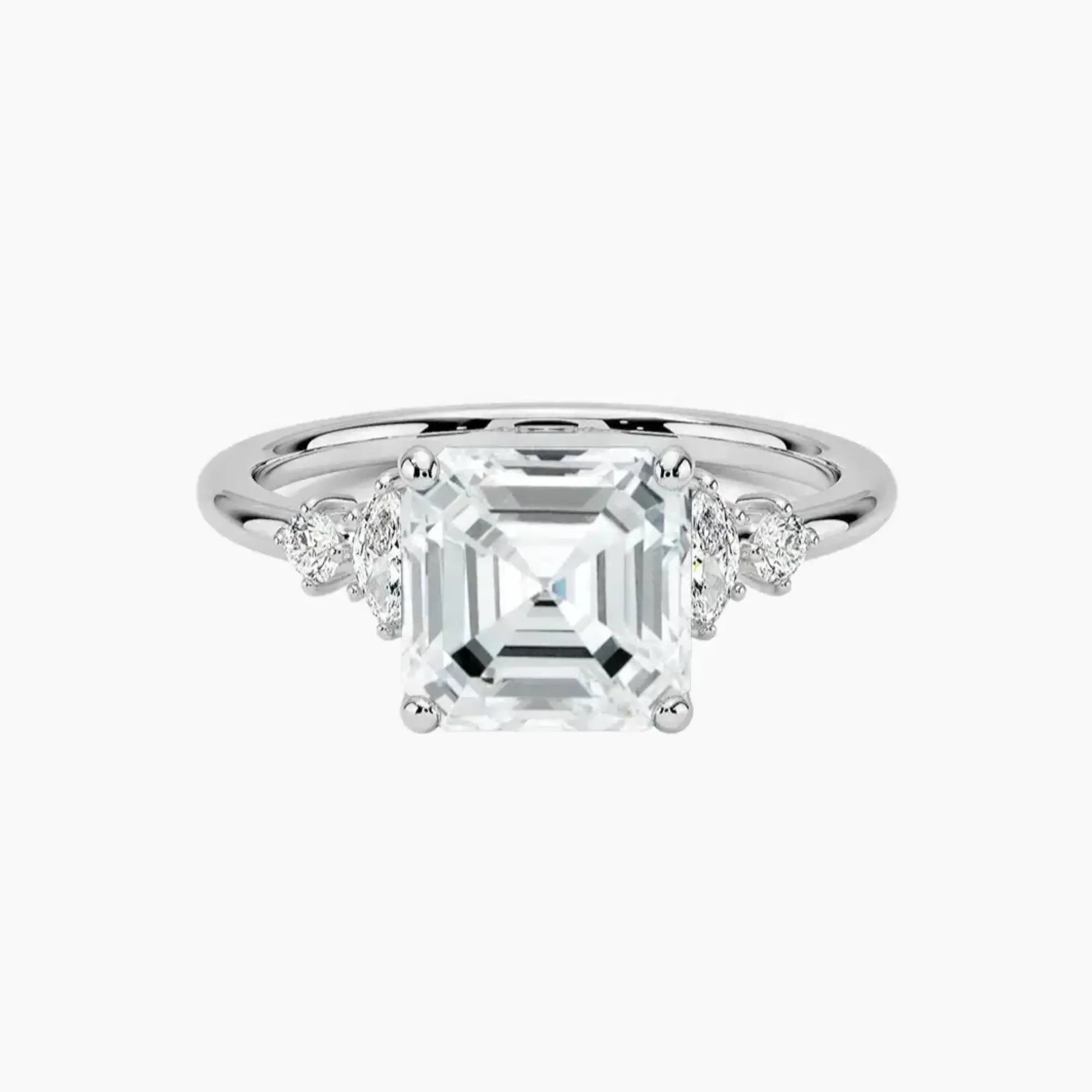Jordana Asscher Designer 2 Carat Lab Grown Diamond Engagement Ring in 18K White Gold
