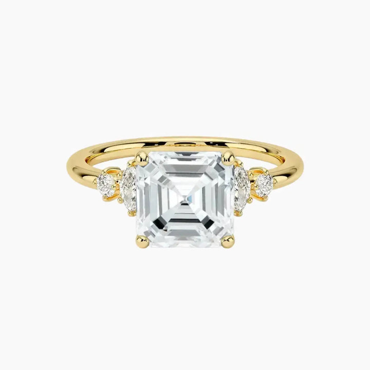 Jordana Asscher Designer 3 Carat Lab Grown Diamond Engagement Ring in 14K Yellow Gold