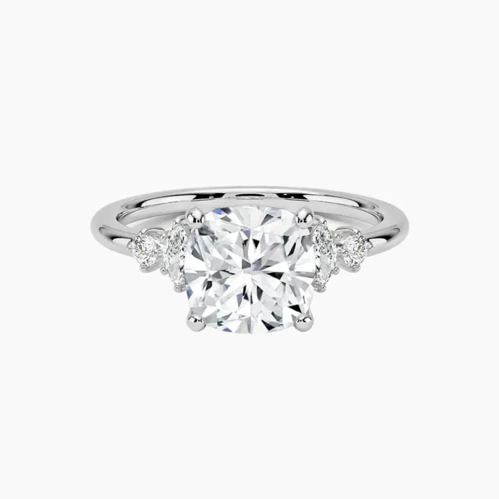 Jordana Cushion Designer 3 Carat Lab Grown Diamond Engagement Ring in 18K White Gold