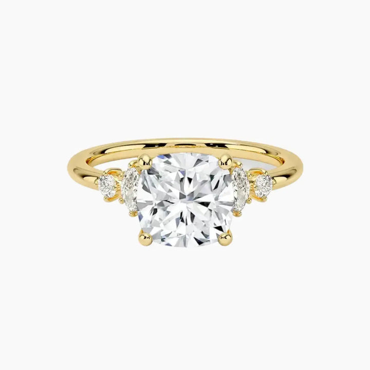 Jordana Cushion Designer 3 Carat Lab Grown Diamond Engagement Ring in 14K Yellow Gold