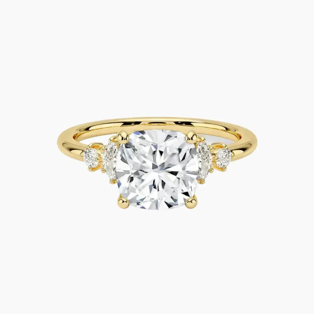 Jordana Cushion Designer 1.5 Carat Lab Grown Diamond Engagement Ring in 18K Yellow Gold
