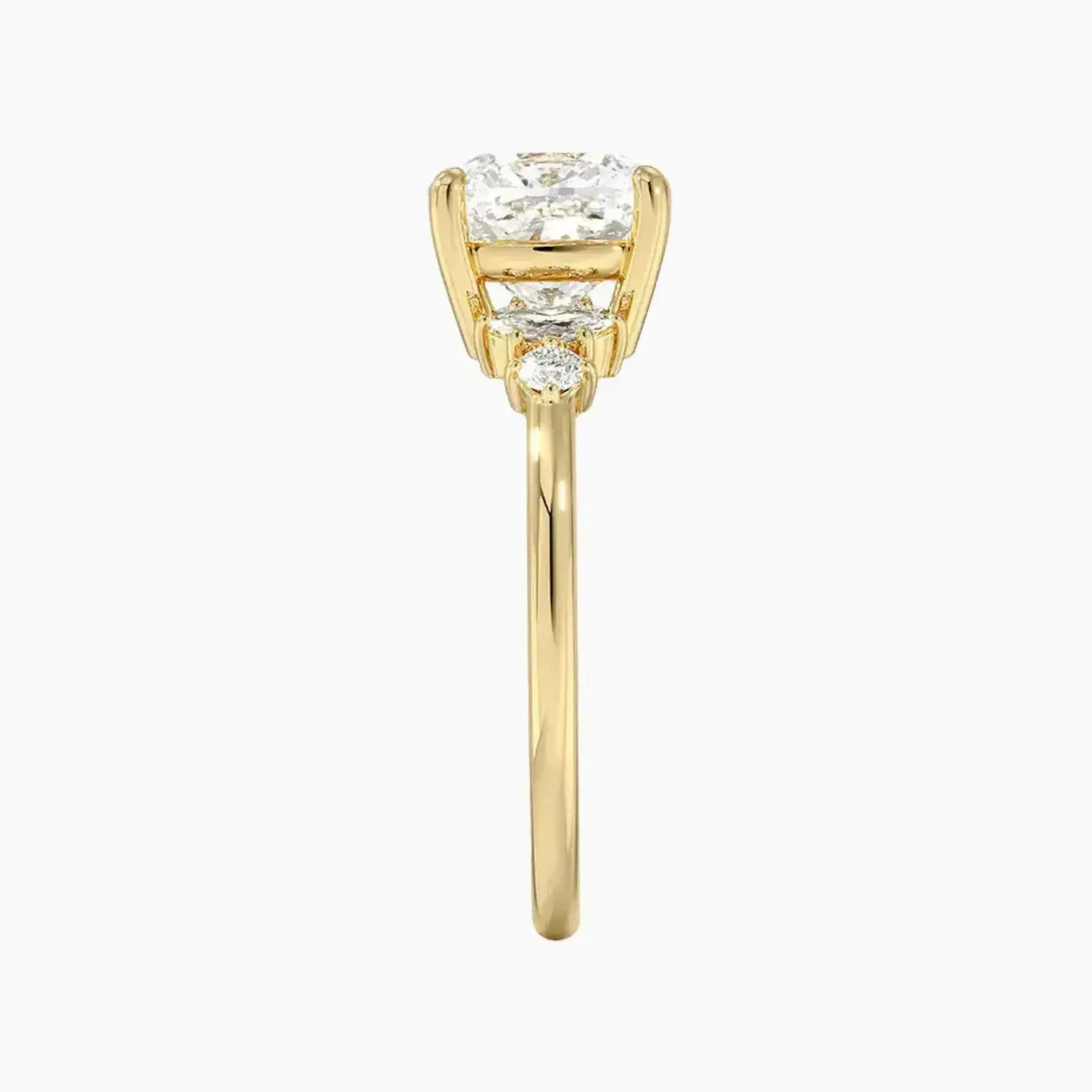 Jordana Cushion Designer 3 Carat Lab Grown Diamond Engagement Ring in 18K Yellow Gold
