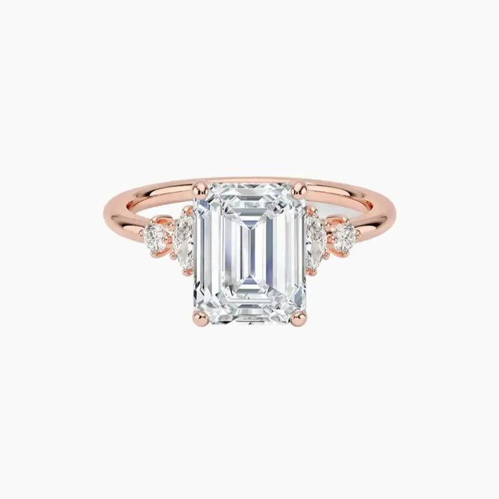 Jordana Emerald Designer 2 Carat Lab Grown Diamond Engagement Ring in 18K Rose Gold