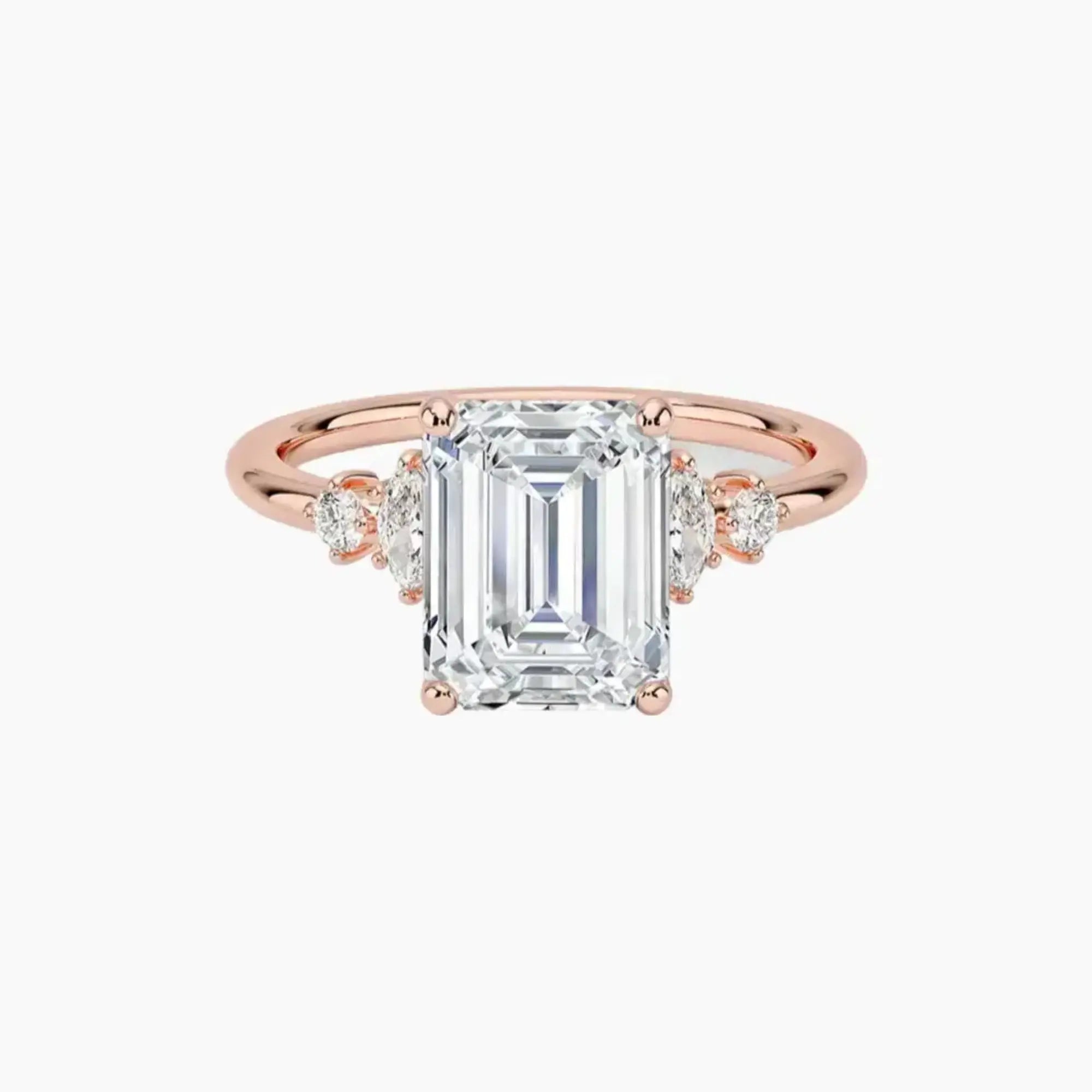 Jordana Emerald Designer 2 Carat Lab Grown Diamond Engagement Ring in 18K White Gold
