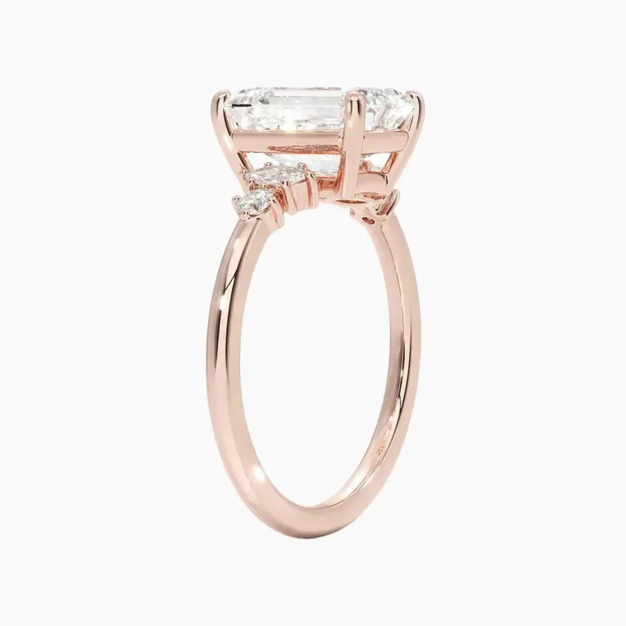 Jordana Emerald Designer 1.5 Carat Lab Grown Diamond Engagement Ring in 14K White Gold