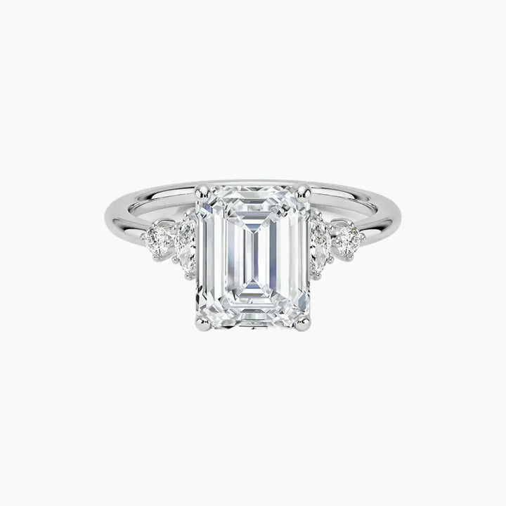 Jordana Emerald Designer 3 Carat Lab Grown Diamond Engagement Ring in 18K White Gold