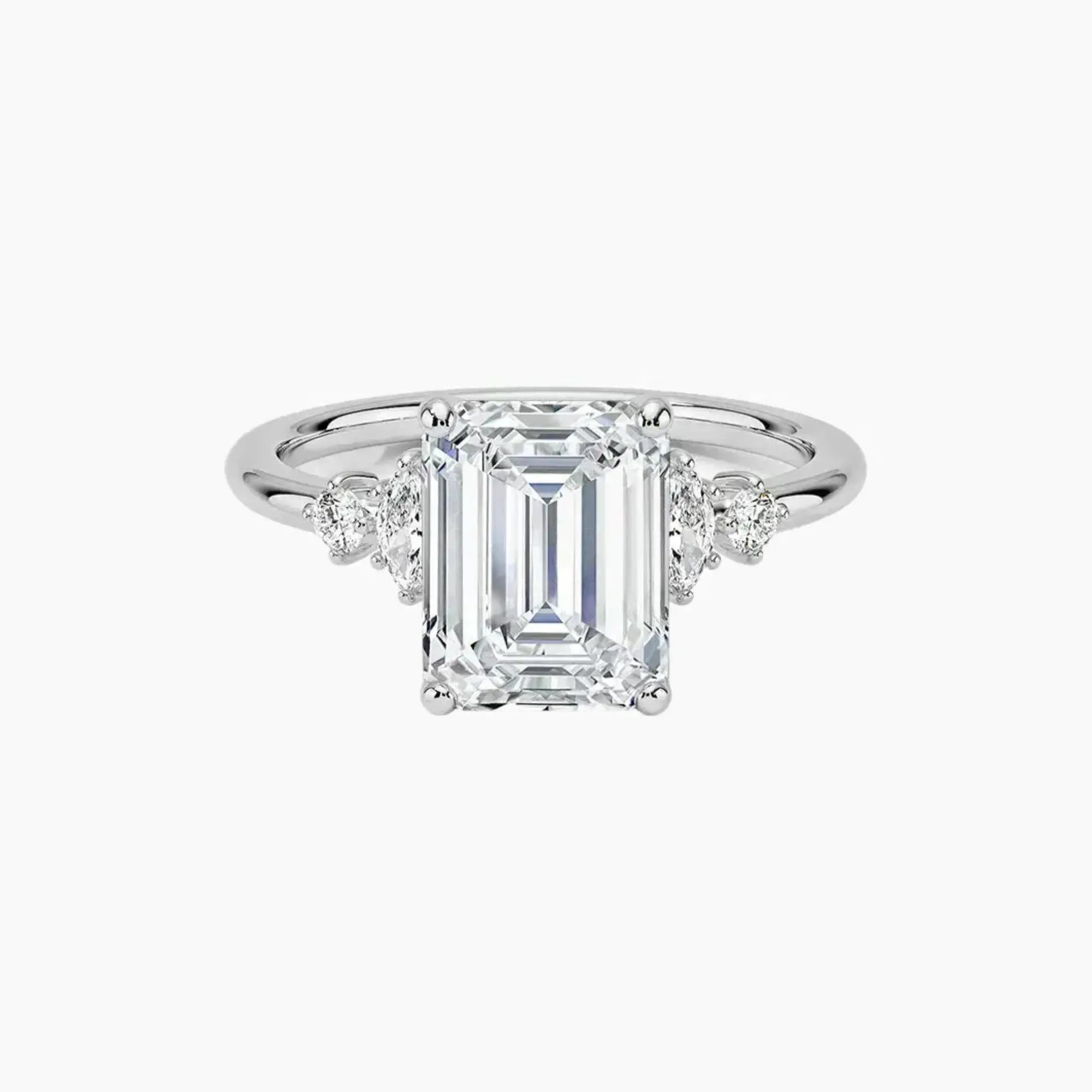 Jordana Emerald Designer 3 Carat Lab Grown Diamond Engagement Ring in 14K Rose Gold