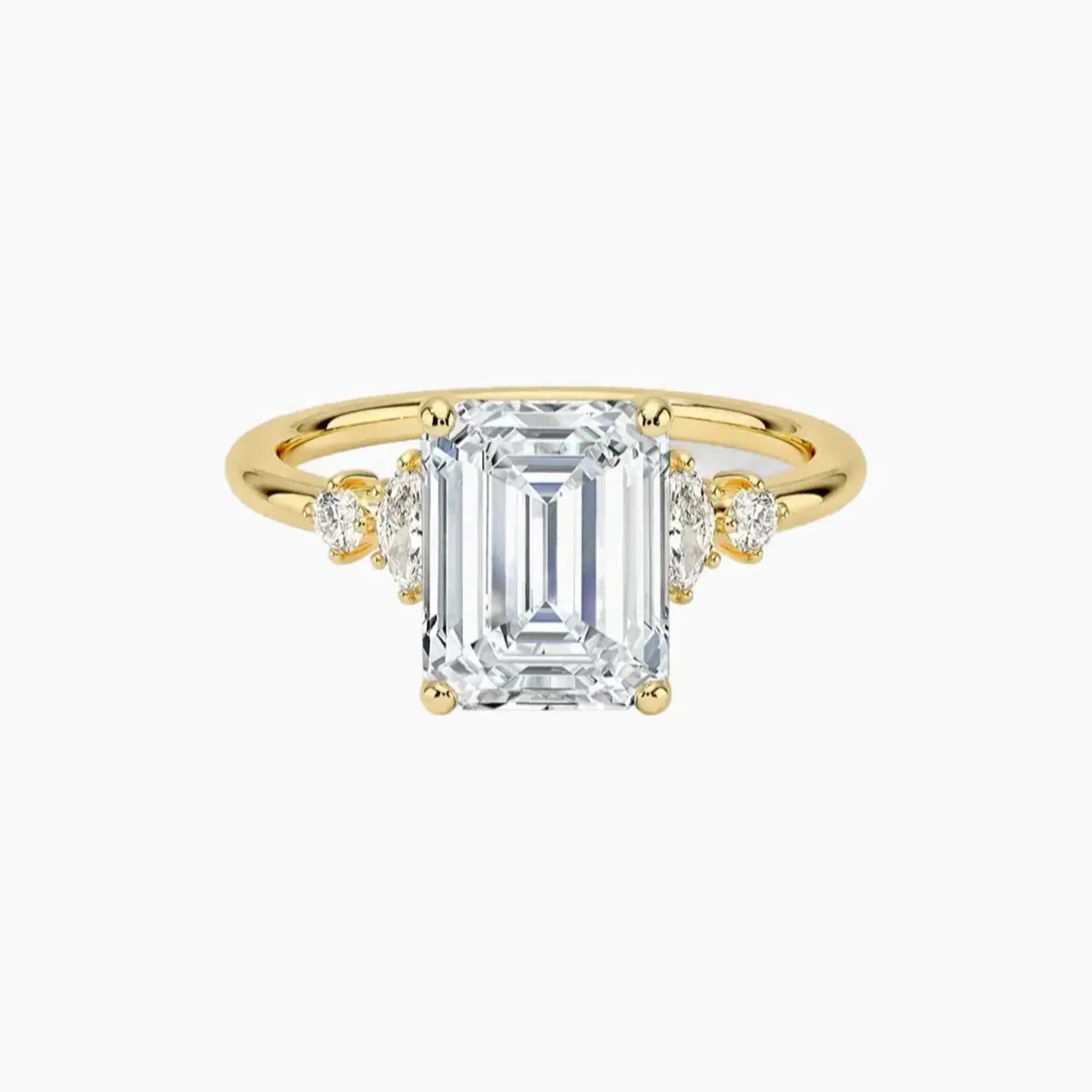 Jordana Emerald Designer 2.5 Carat Lab Grown Diamond Engagement Ring in 18K White Gold