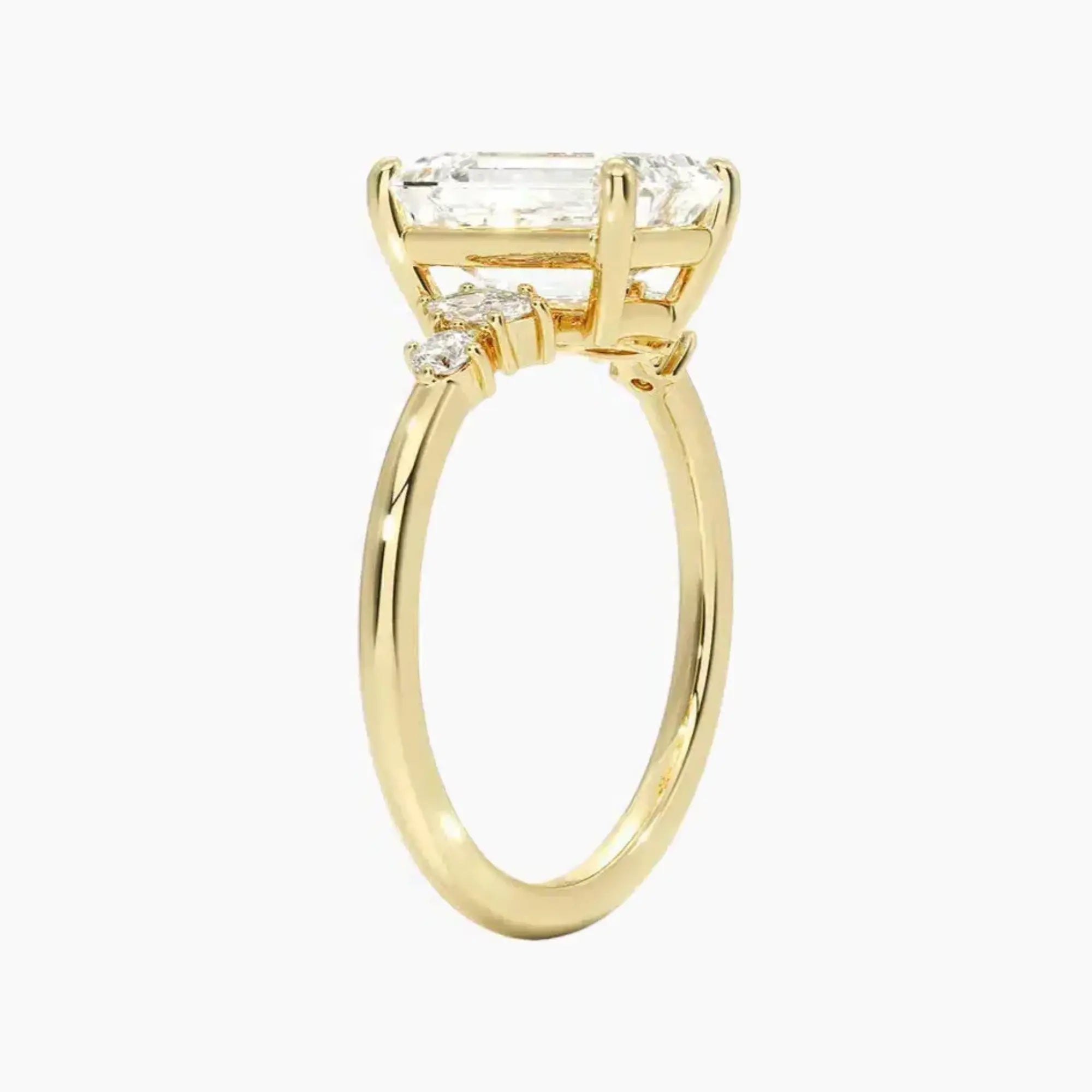 Jordana Emerald Designer 2 Carat Lab Grown Diamond Engagement Ring in 18K Yellow Gold