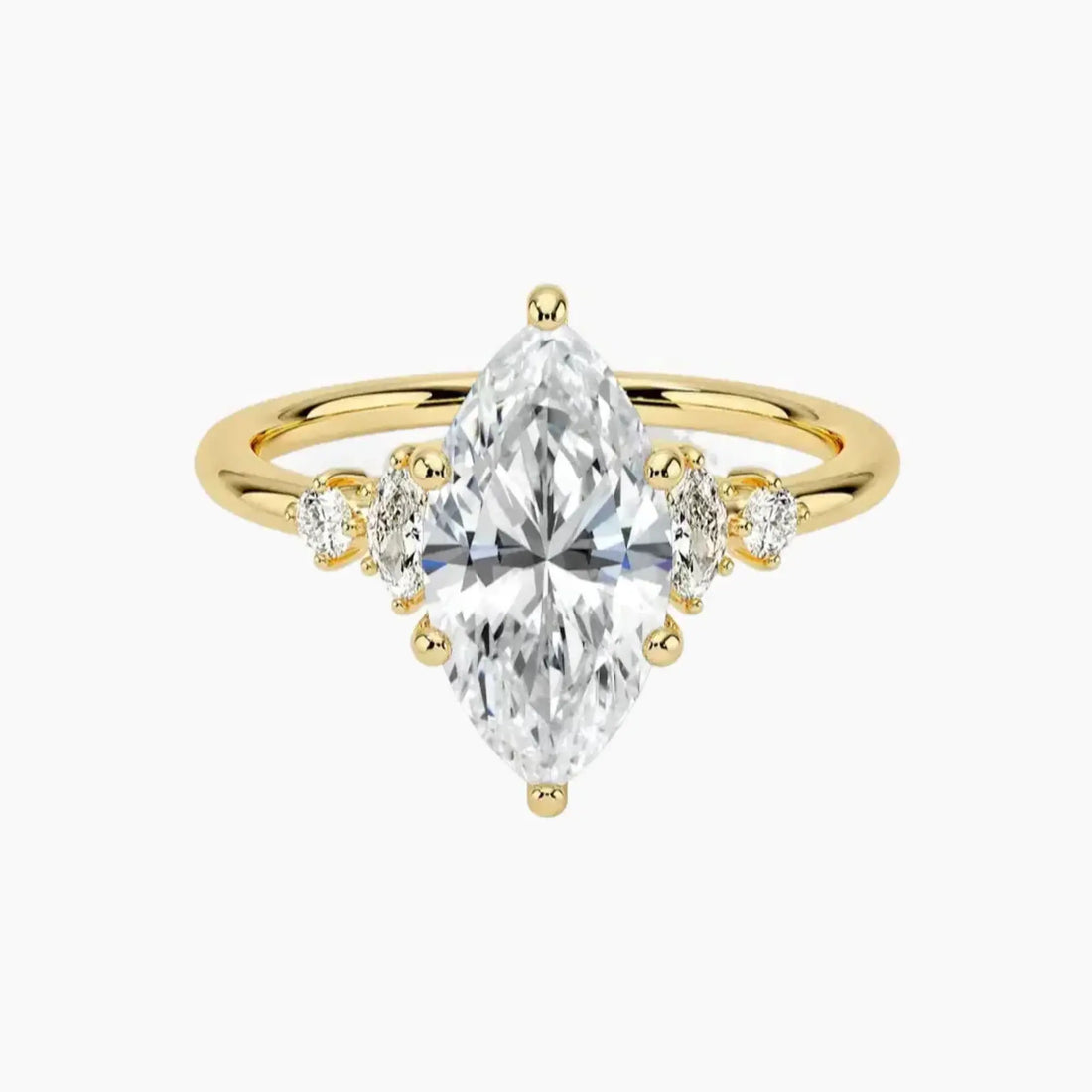 Jordana Marquise Designer 3 Carat Lab Grown Diamond Engagement Ring in 18K Yellow Gold