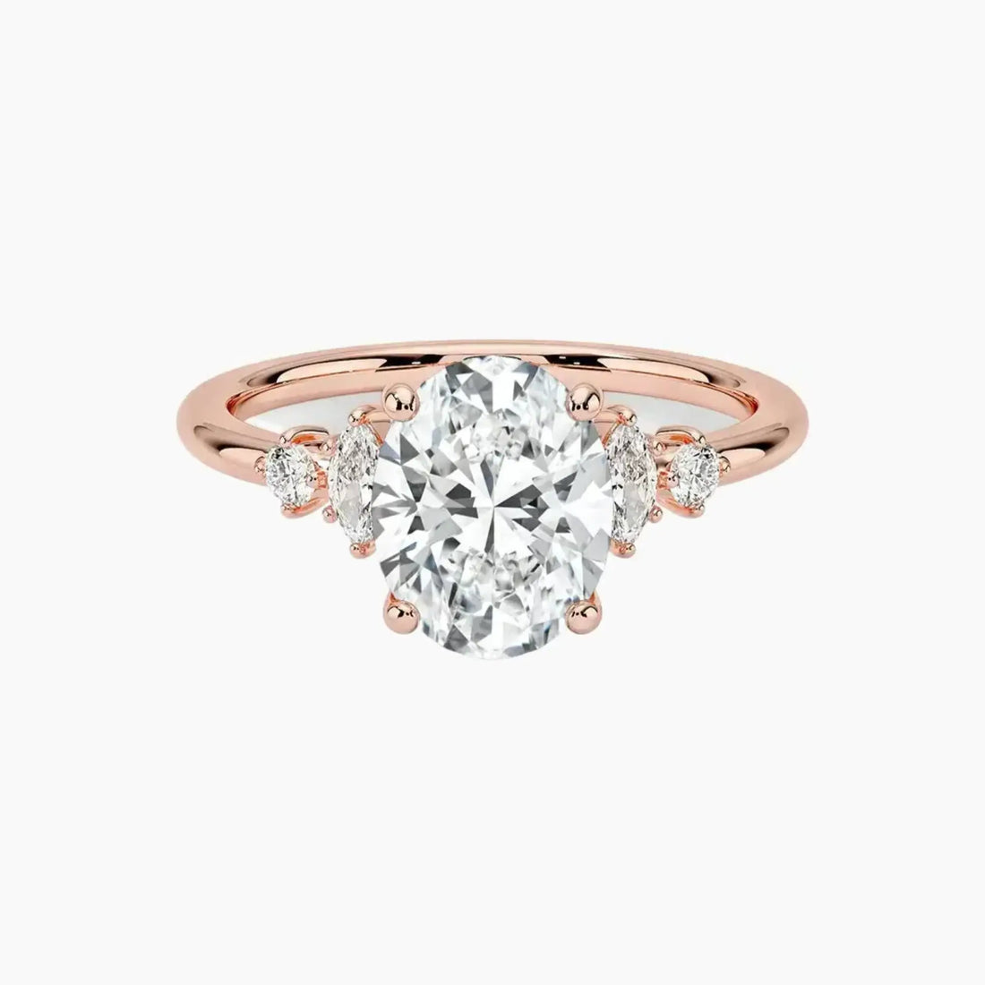 Jordana Oval Designer 2.5 Carat Lab Grown Diamond Engagement Ring in 14K Rose Gold