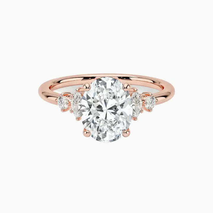 Jordana Oval Designer 3 Carat Lab Grown Diamond Engagement Ring in 18K Rose Gold