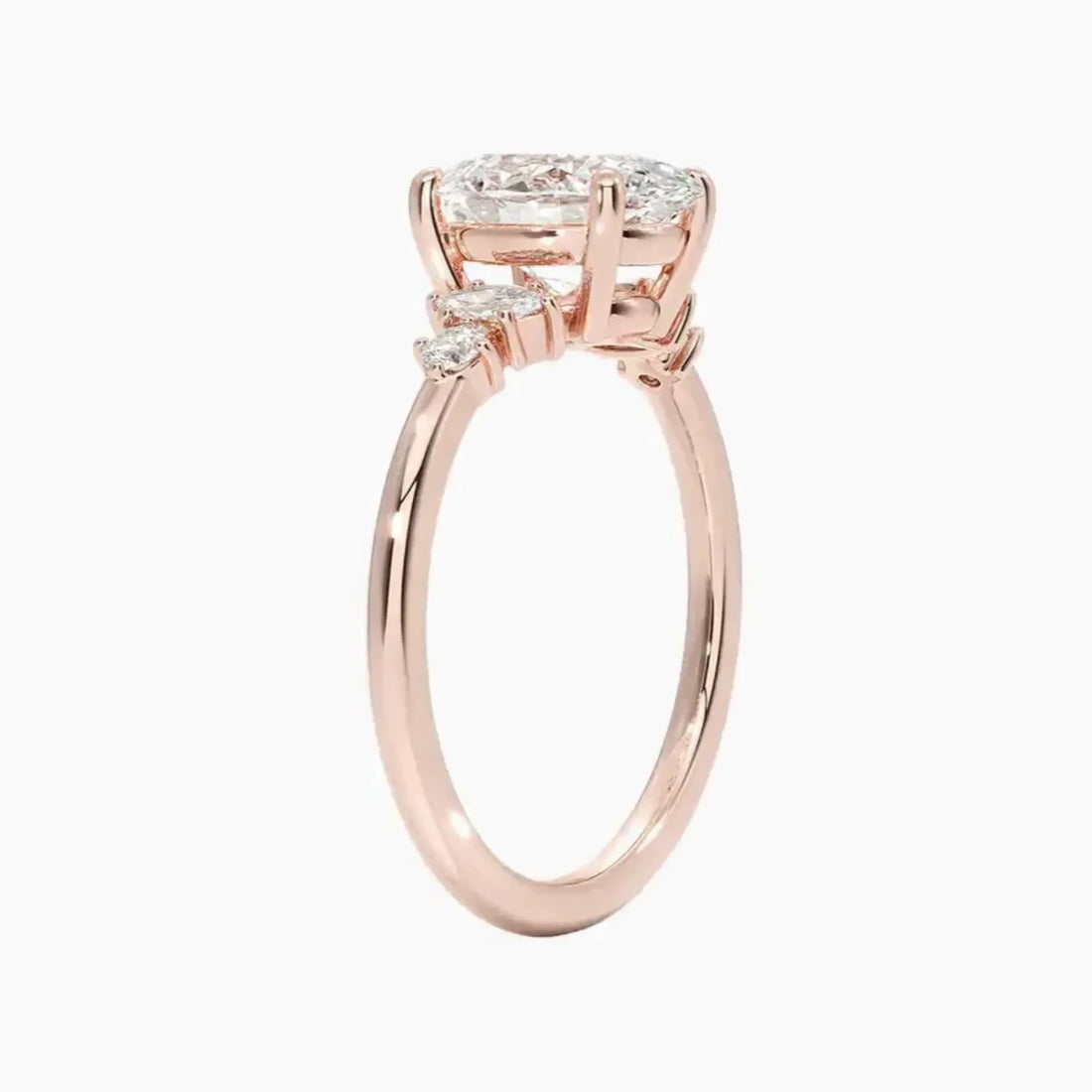 Jordana Oval Designer 2 Carat Lab Grown Diamond Engagement Ring in 18K Rose Gold