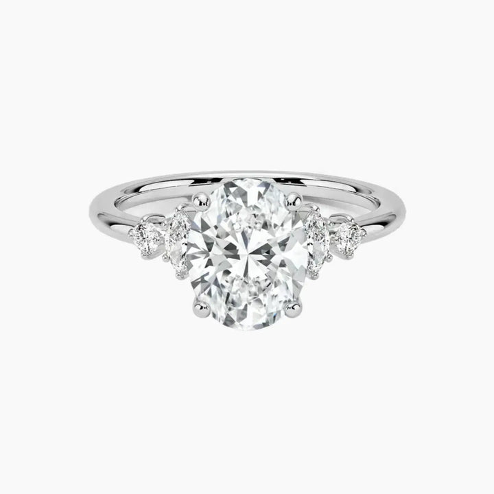 Jordana Oval Designer 1 Carat Lab Grown Diamond Engagement Ring in 18K White Gold