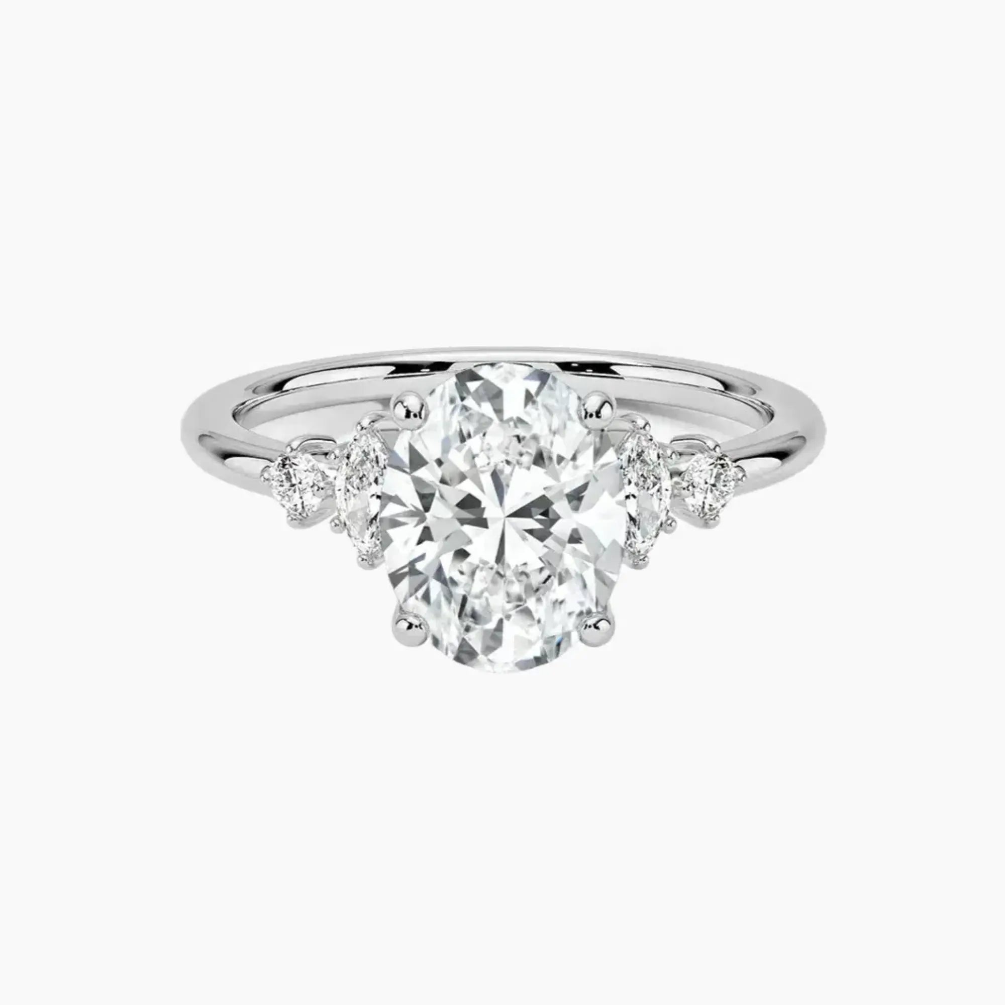 Jordana Oval Designer 1.5 Carat Lab Grown Diamond Engagement Ring in 14K White Gold