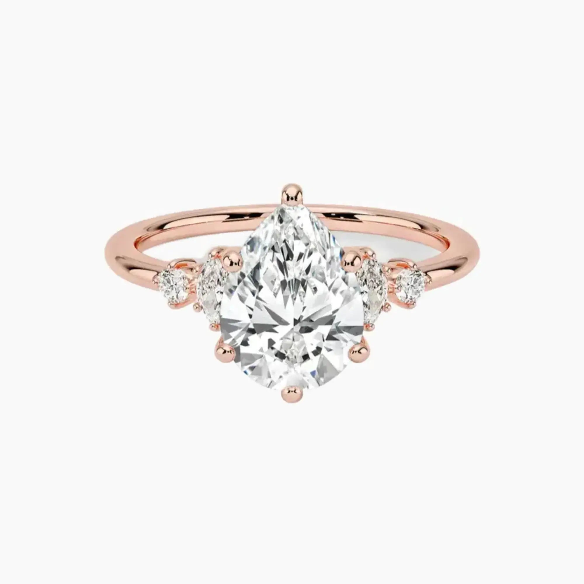 Jordana Pear Designer 2 Carat Lab Grown Diamond Engagement Ring in 14K Yellow Gold
