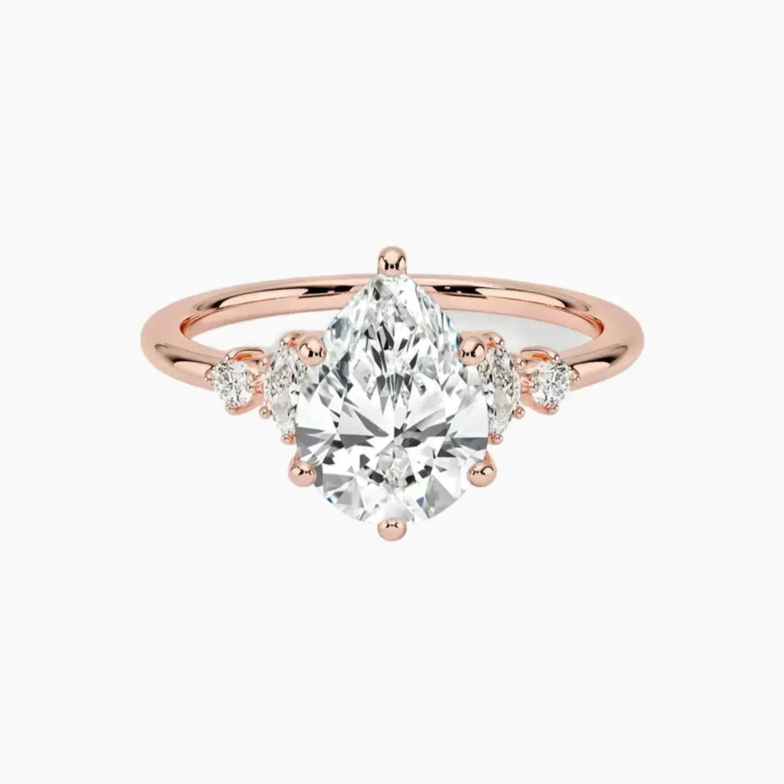 Jordana Pear Designer Diamond Ring Setting in 14K Rose Gold