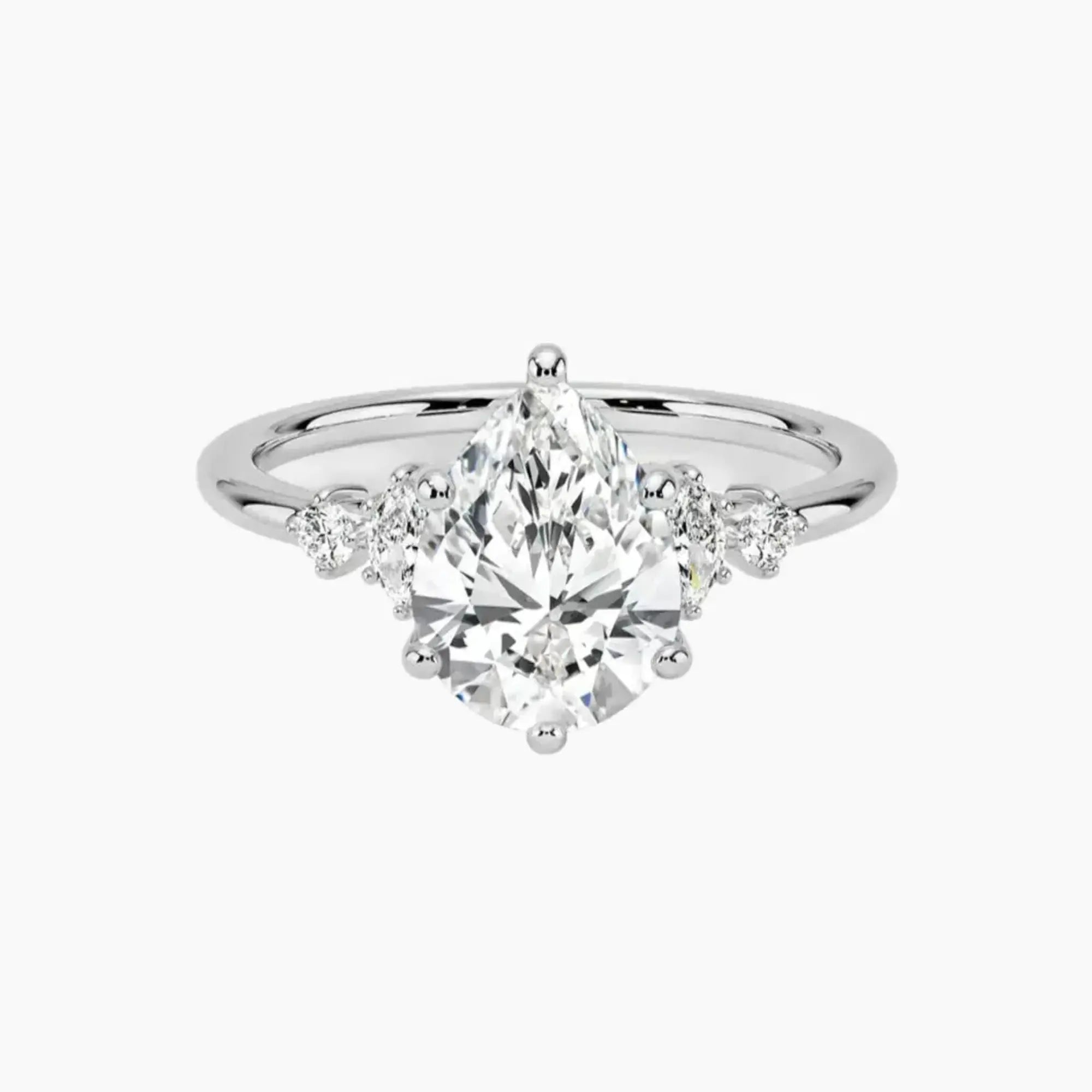 Jordana Pear Designer 1.5 Carat Lab Grown Diamond Engagement Ring in 18K Yellow Gold