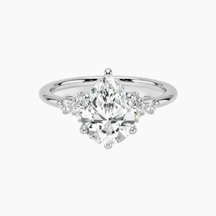 Jordana Pear Designer 3 Carat Lab Grown Diamond Engagement Ring in 14K White Gold