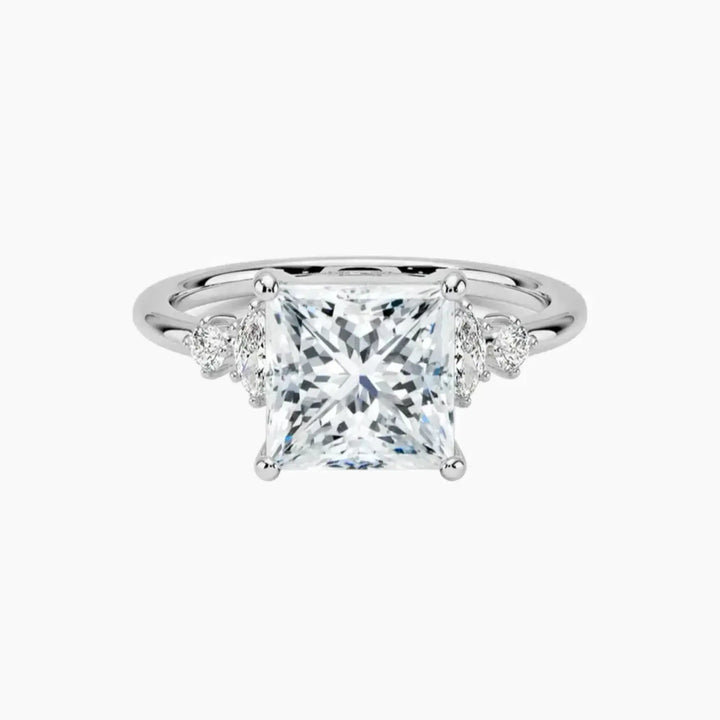 Jordana Princess Designer 3 Carat Lab Grown Diamond Engagement Ring in 18K White Gold