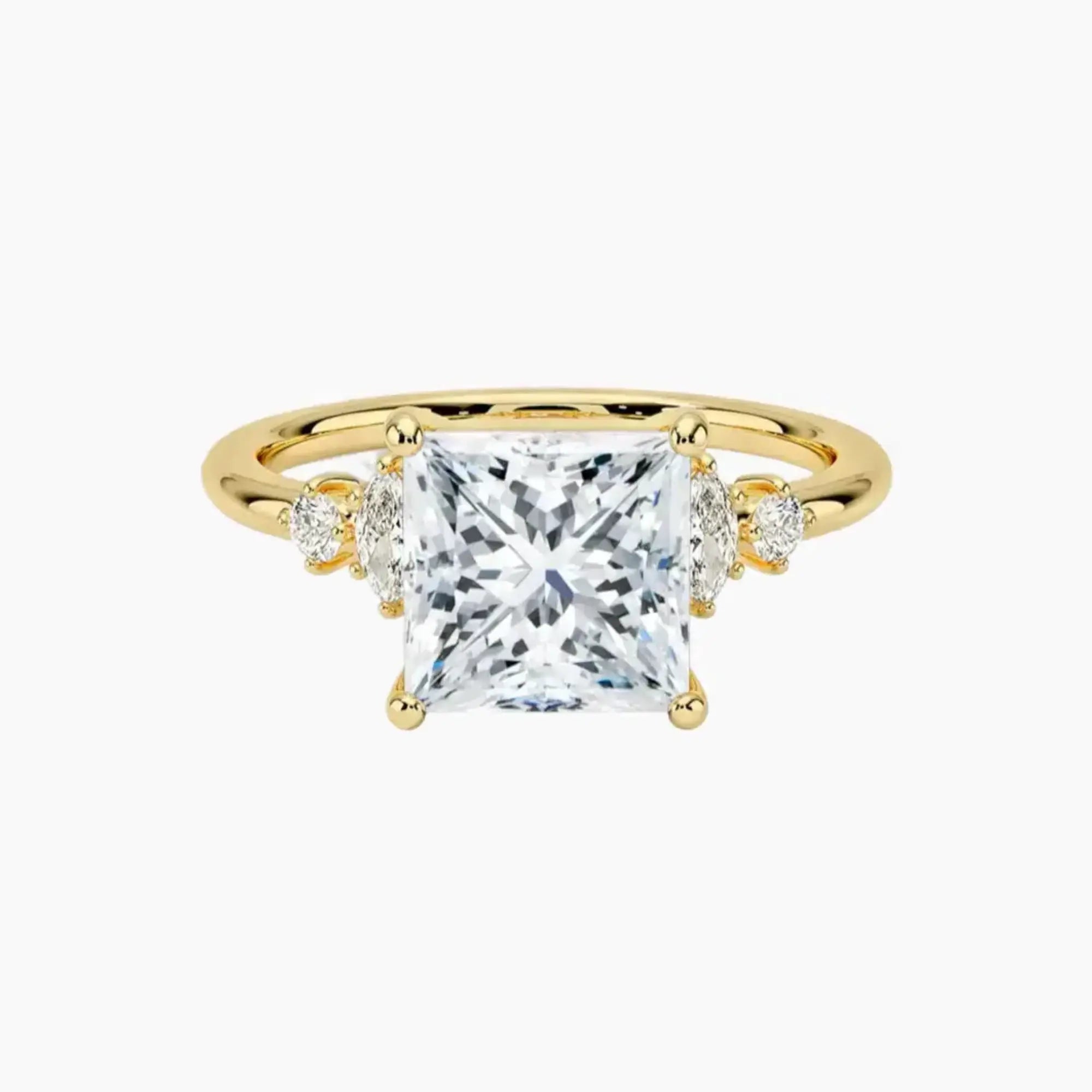 Jordana Princess Designer 2 Carat Lab Grown Diamond Engagement Ring in 14K Yellow Gold