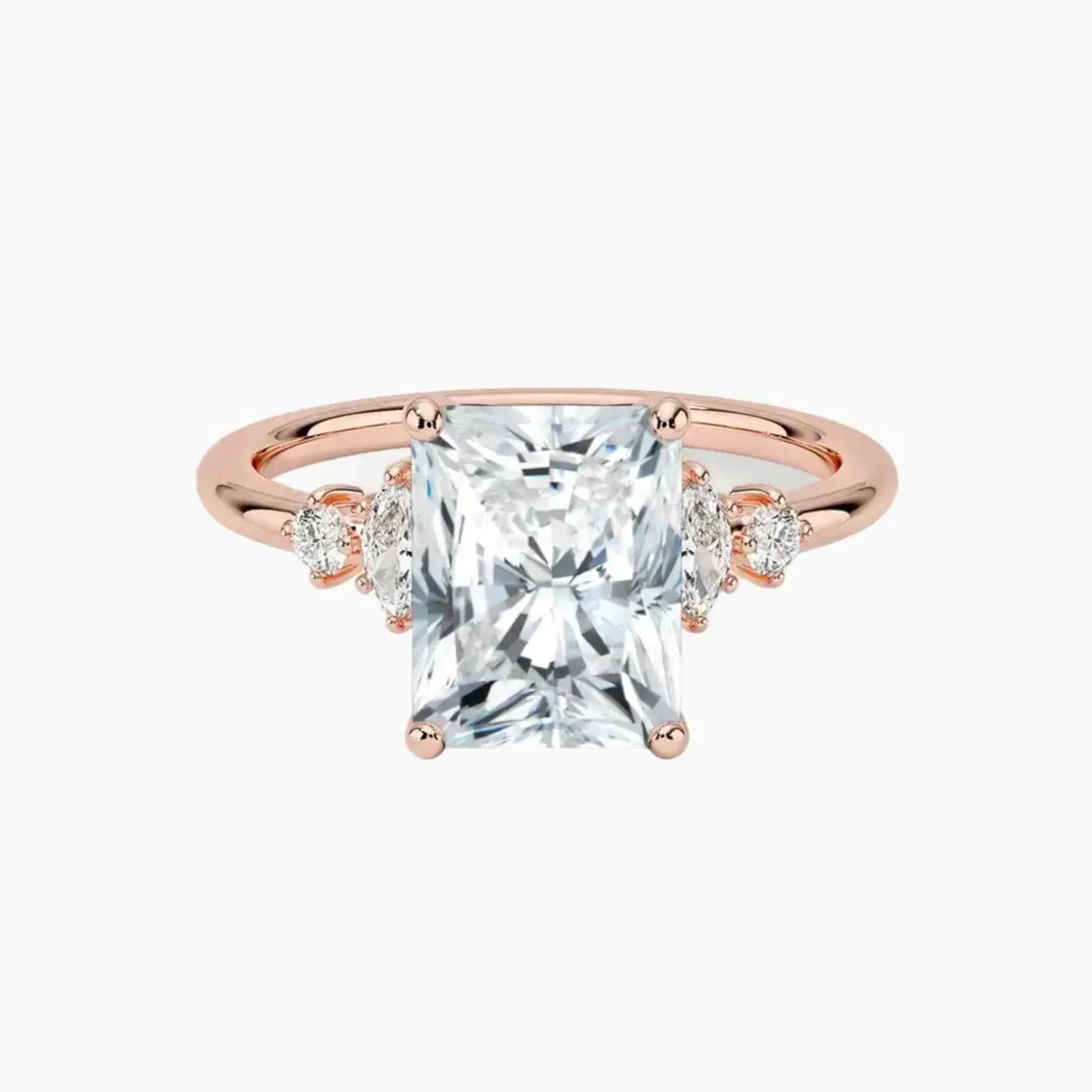 Jordana Radiant Designer 1.5 Carat Lab Grown Diamond Engagement Ring in 18K Rose Gold