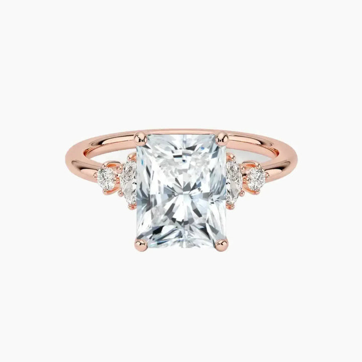 Jordana Radiant Designer 1.5 Carat Lab Grown Diamond Engagement Ring in 18K Rose Gold