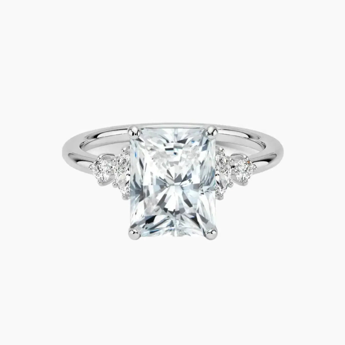 Jordana Radiant Designer 1.5 Carat Lab Grown Diamond Engagement Ring in 18K White Gold