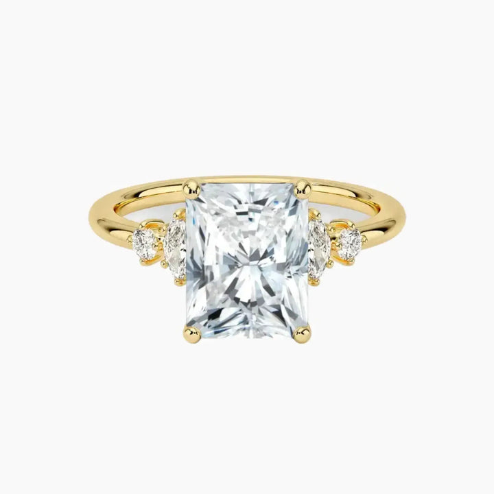 Jordana Radiant Designer 1 Carat Lab Grown Diamond Engagement Ring in 18K Yellow Gold