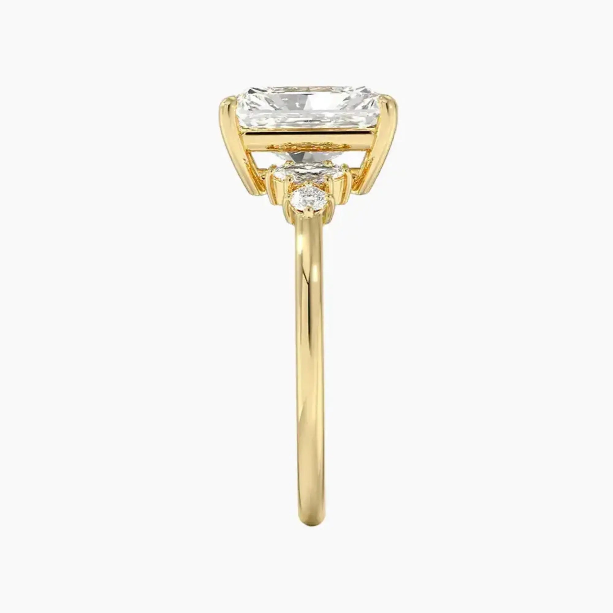 Jordana Radiant Designer 2.5 Carat Lab Grown Diamond Engagement Ring in 18K Yellow Gold