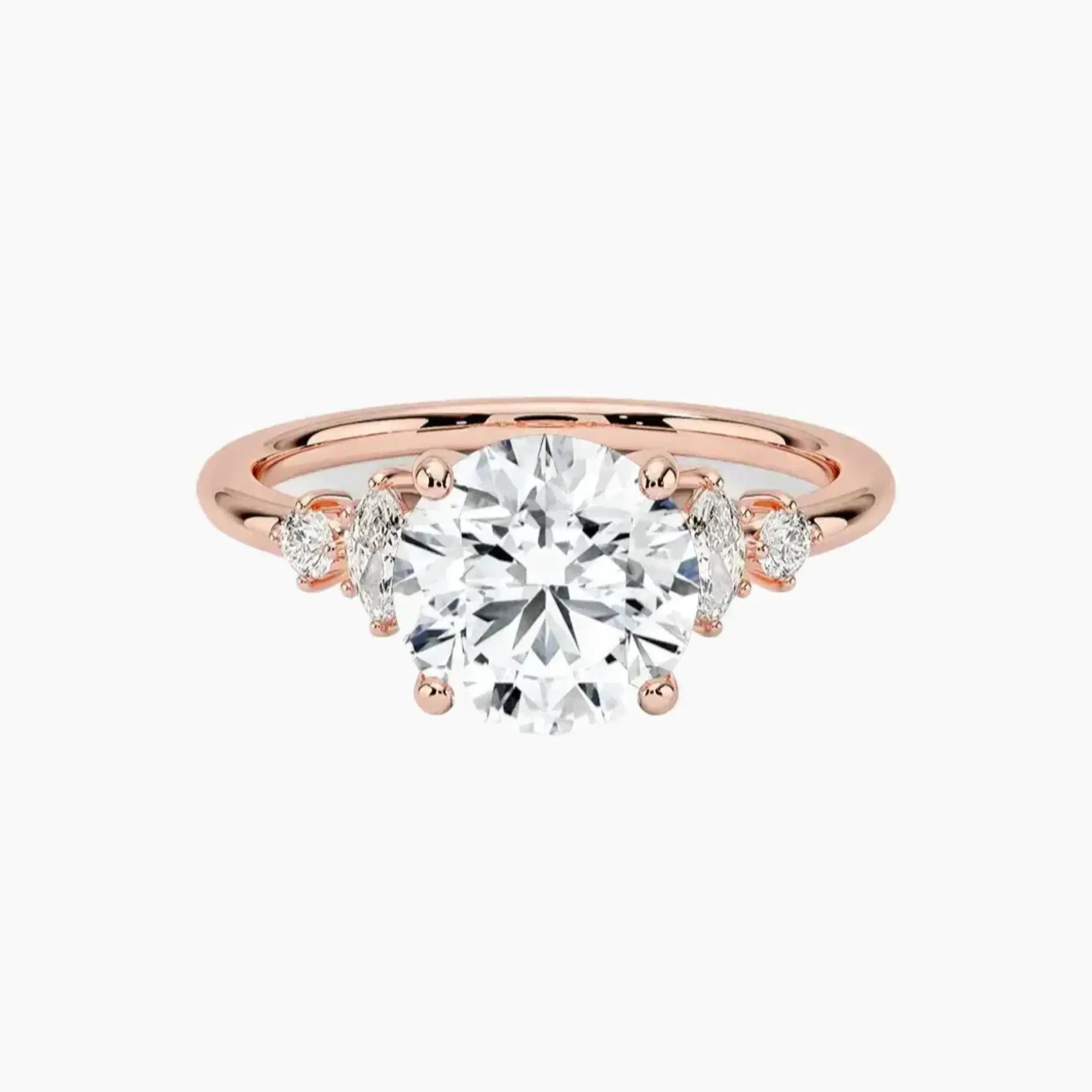Jordana Round Designer 2.5 Carat Lab Grown Diamond Engagement Ring in 14K Yellow Gold